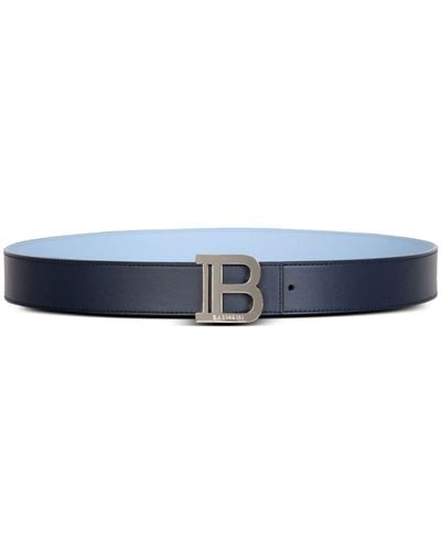 Balmain Two-tone Reversible Leather Belt - ブルー