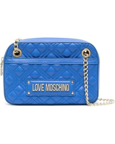 Love Moschino Schultertasche aus Matelassé-Leder - Blau