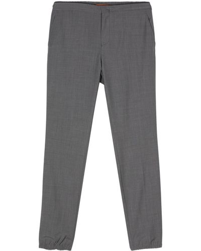 Zegna Wool Tapered Trousers - Grey