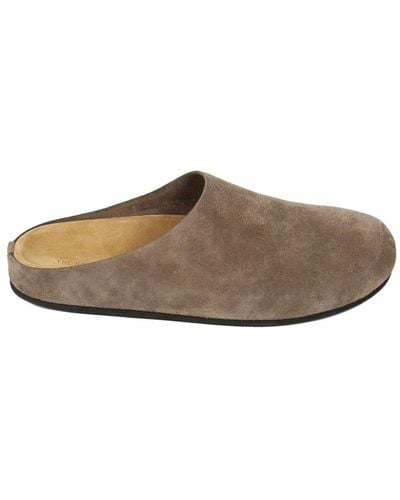 The Row Round-toe Suede Slippers - Brown