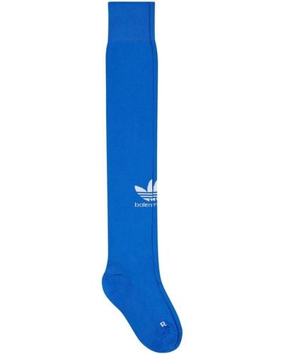 Balenciaga X Adidas Soccer Logo-intarsia Socks - Blue
