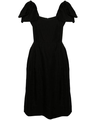 Chloé Bow-detailed Ramie Midid Dress - Black