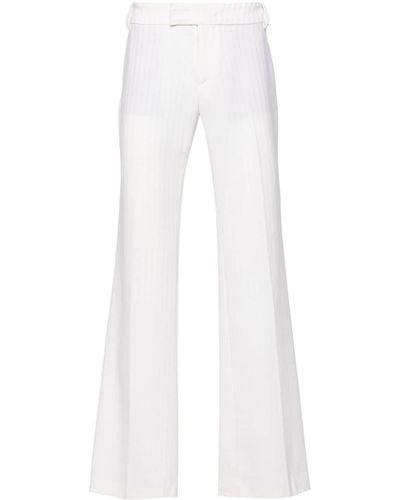 Roberto Cavalli Flared Virgin Wool Trousers - White