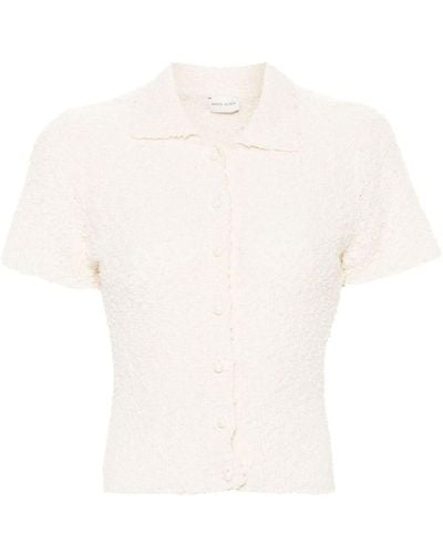 Magda Butrym Cream-Colored Bouclé Knit Button-Up Shirt - White