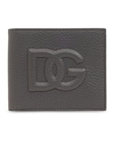 Dolce & Gabbana Portefeuille en cuir à logo embossé - Gris