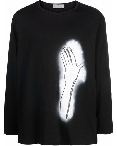 Yohji Yamamoto プリント Tシャツ - ブラック