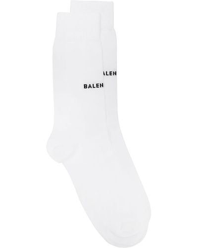 Balenciaga Intarsia-knit Logo Socks - White