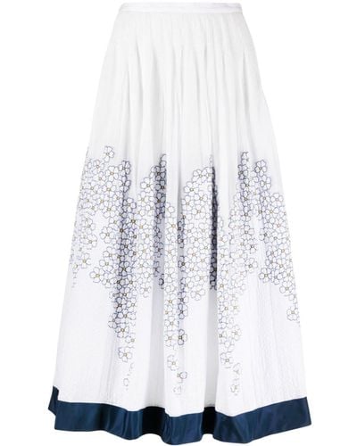 Gemy Maalouf Falda larga con estampado floral - Blanco