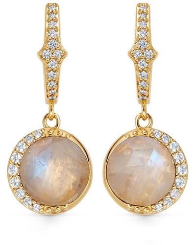 Astley Clarke 18kt Recycled Yellow Gold Luna Moonstone And Sapphire Drop Earrings - Natural