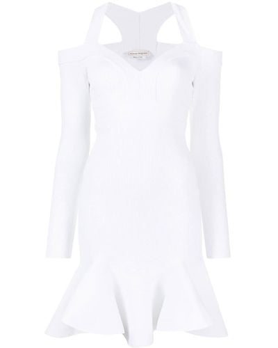 Alexander McQueen Vネック ニットドレス - ホワイト