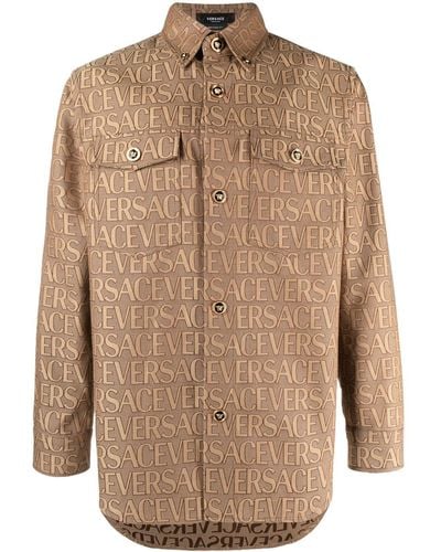 Versace Camisa Allover en jacquard - Marrón