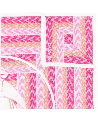 Lanvin Striped Logo-print Scarf - Pink
