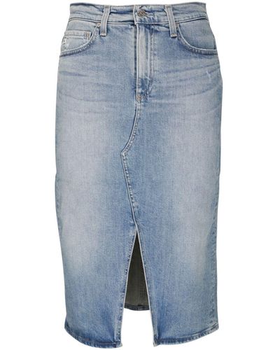 AG Jeans Logo-patch Cotton Skirt - Blue