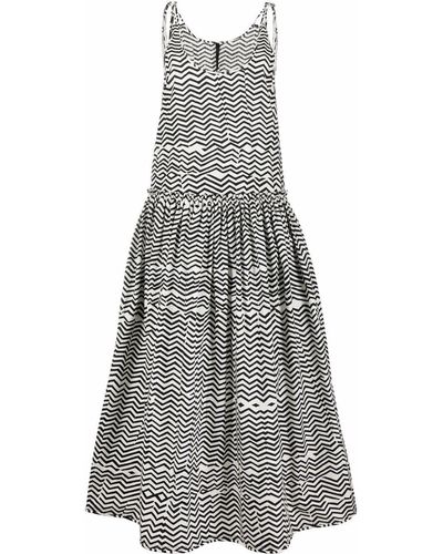 Sara Lanzi Geometric-print Flared Dress - White