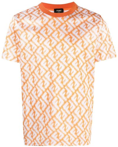 Fendi Monogram-pattern Perforated T-shirt - Pink