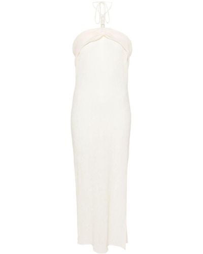 Magda Butrym Faux Pearl-embellished Midi Dress - White