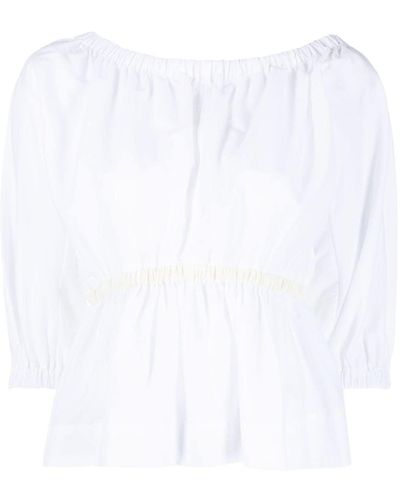 Molly Goddard Blusa Katie con peplum - Blanco