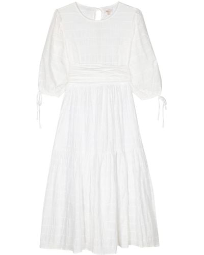 Barbour Kelburn Midi Tiered Dress - White