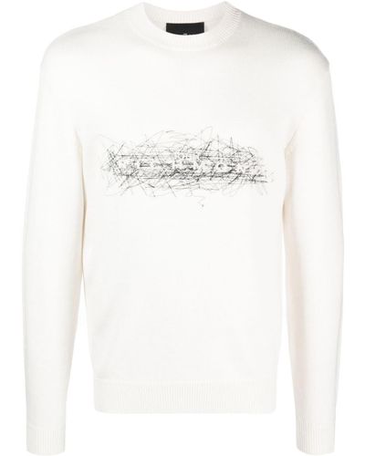 John Richmond Ortex Contrast-stitching Wool Jumper - White