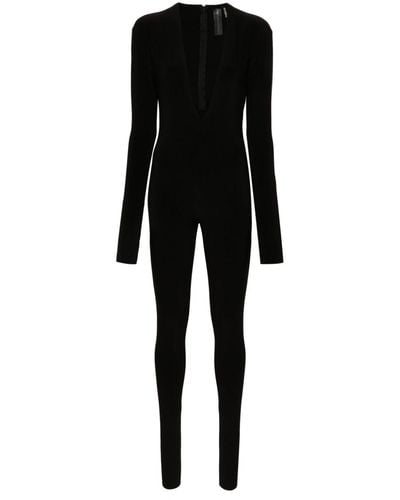 Norma Kamali Plunging V-neck Jumpsuit - Black