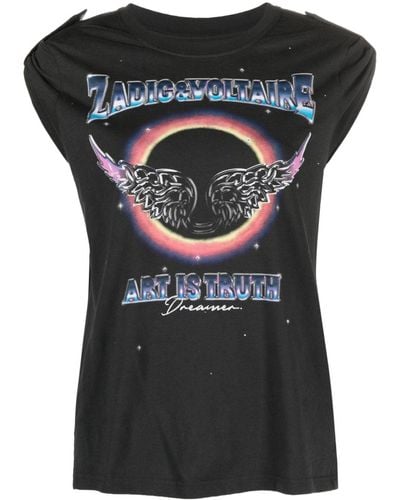 Zadig & Voltaire Donate Concert-motif Cotton T-shirt - Black