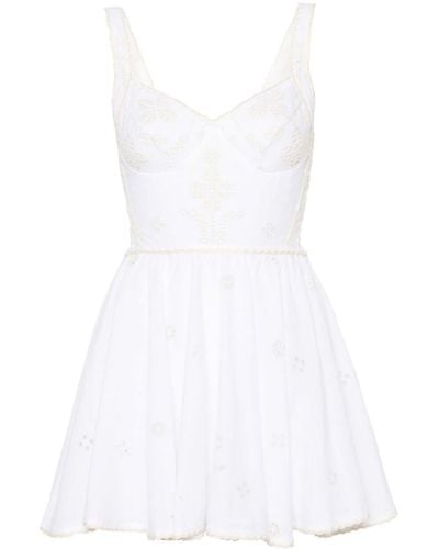 Charo Ruiz Zinca Embroidery Mini Dress - White