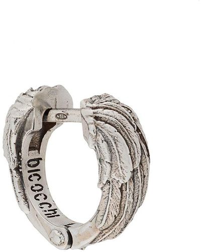 Emanuele Bicocchi Wing Textured Hoop Earring - Metallic