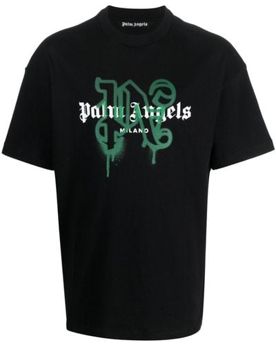 Palm Angels Milano T-Shirt mit Monogramm-Logo - Schwarz