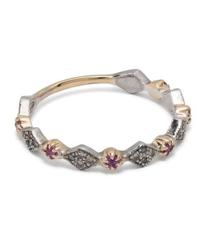 Pascale Monvoisin 9kt Yellow Gold And Sterling Silver Ava N°1 Diamond And Pink Sapphire Ring - White