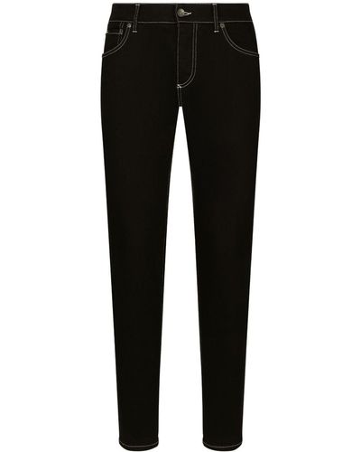 Dolce & Gabbana Schmale Jeans mit Kontrastnähten - Schwarz