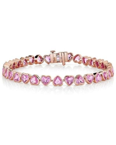 SHAY 18kt Rose Gold Heart Sapphire Bracelet - Pink