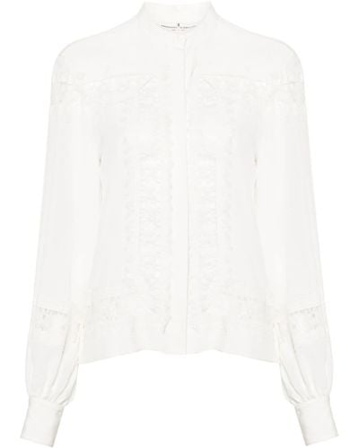 Ermanno Scervino Camisa con encaje floral - Blanco