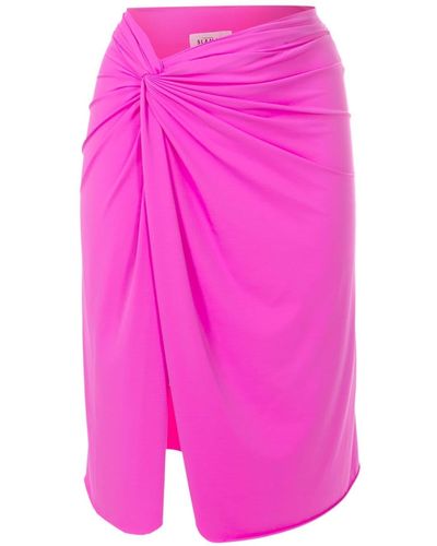 Amir Slama Asymmetric Gathered-detail Skirt - Pink