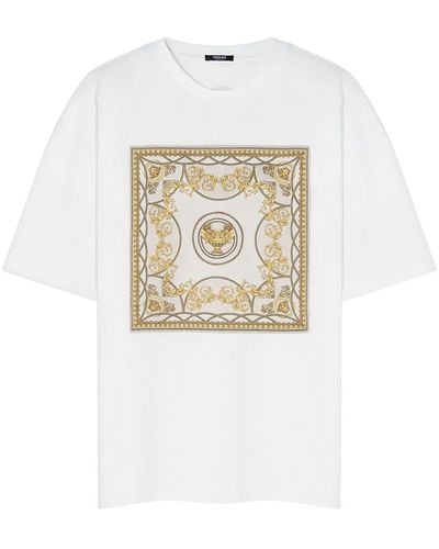 Versace T-Shirt mit Barock-Print - Weiß