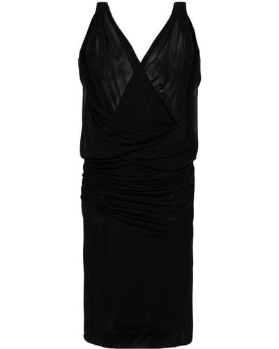 Saint Laurent V-Necked Mini Dress - Black