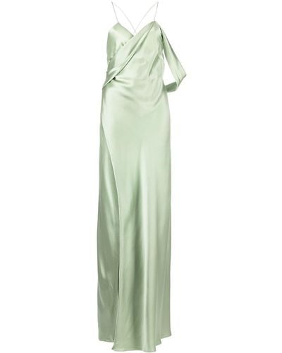 Michelle Mason Cowl-neck Sleeveless Gown - Green