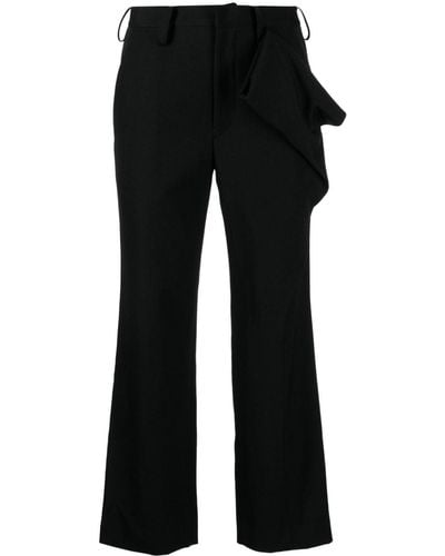 Yohji Yamamoto Pantalones capri con detalle drapeado - Negro