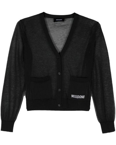 we11done Sheer Knitted Cardigan - Black