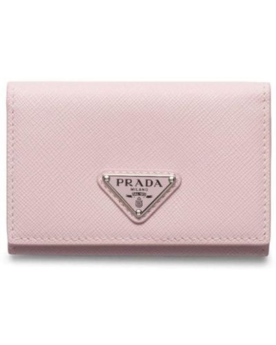 Prada Triangle-logo Leather Cardholder - Pink