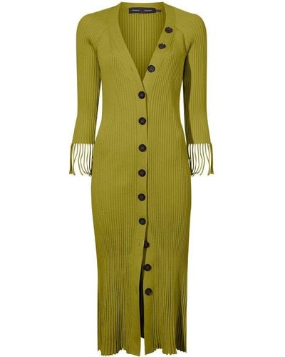 Proenza Schouler Ribbed-knit Buttoned-up Dress - Green