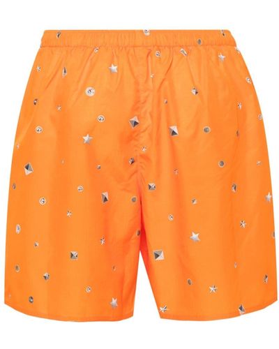 Acne Studios Stud-print Ripstop Swim Shorts - Orange