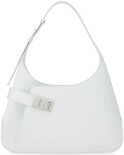 Ferragamo Large Hobo Leather Shoulder Bag - White