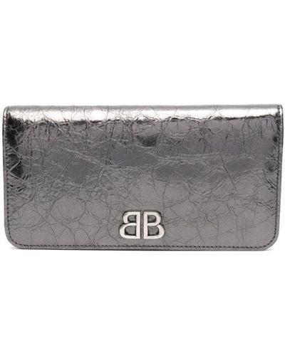 Balenciaga Monaco-motif Leather Wallet - Grey