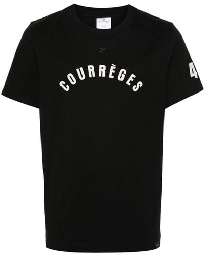 Courreges T-shirt en coton à logo imprimé - Noir