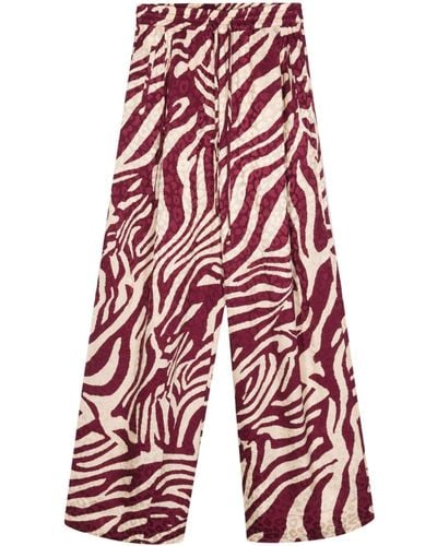 Essentiel Antwerp Zebra-print Wide-leg Trousers - Red
