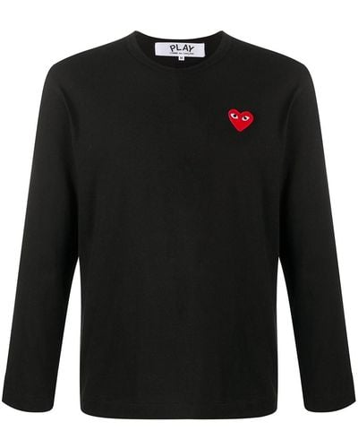 COMME DES GARÇONS PLAY T118 Long Sleeved Red Heart T-shirt - Black