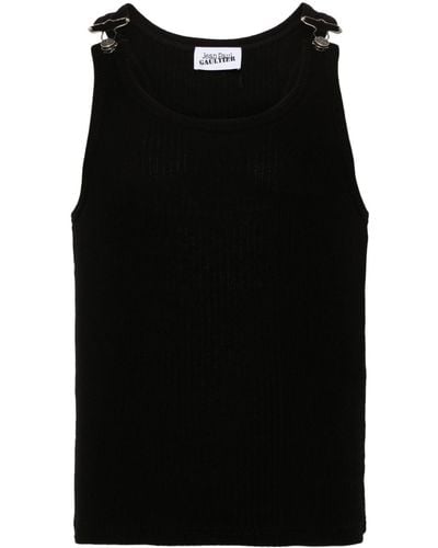 Jean Paul Gaultier Ribbed-knit Cotton Tank Top - Black