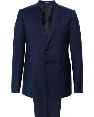 Emporio Armani Checked Single-breasted Suit - Blue