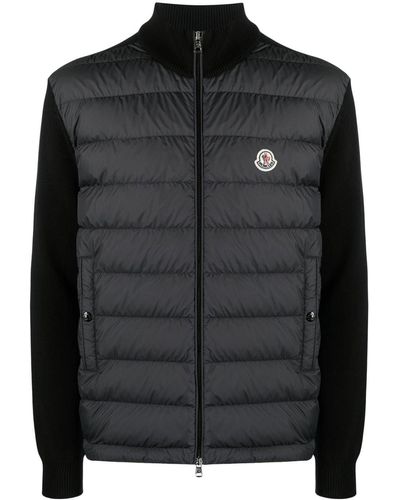 Moncler Cardigan de punto con paneles acolchados - Negro