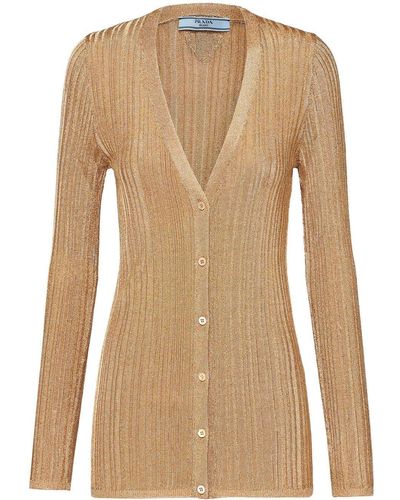 Prada Cardigan Lame` - Natural